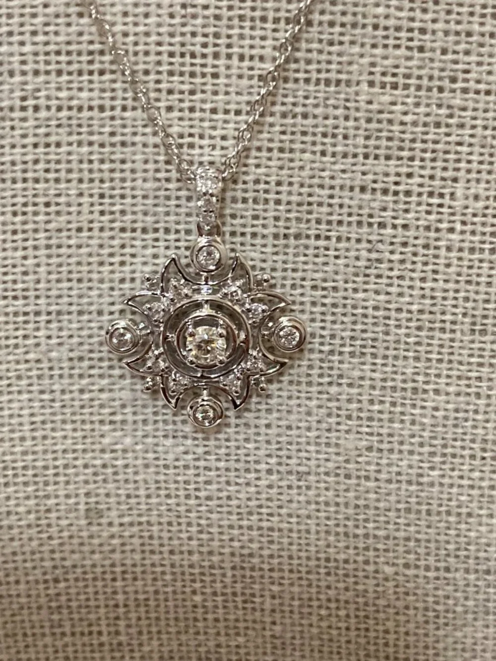 18K White Gold Diamond Pendant Bezel Set .32 Ctw 16" - Picture 2 of 9